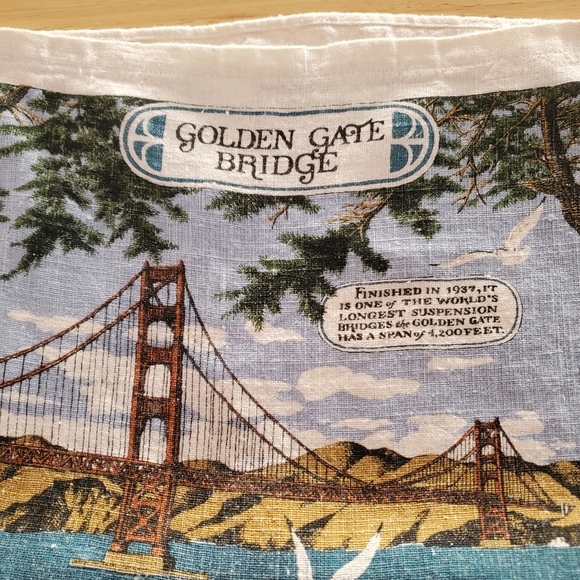 Vintage 1986 Linen Wall Calendar Golden Gate Bridge San Francisco Tea Towel - Picture 3 of 12